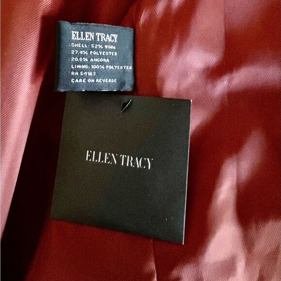 Ellen Tracy burnt orange wool angora blend 3 button coat sz 14P small side slits - Picture 10 of 13